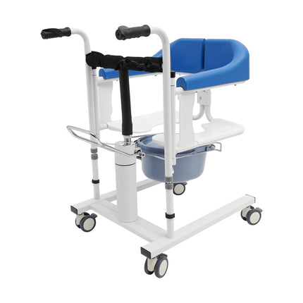 BRRIDE Hydraulic Patient Lift Wheelchair, Commode Chair for Seniors, Portable Bathroom Chair Height Adjustable Transfer Chair Shower Chair with Wheels, for Sick, Disabled, Pregnant Women