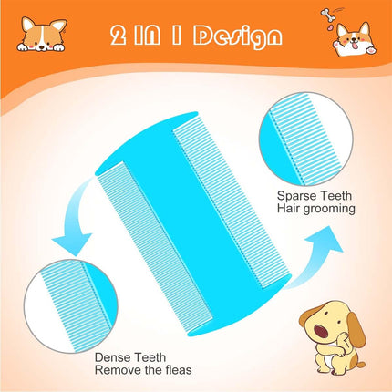 4 Pieces Double-Sided Lice Combs, Durable Nits Combs for Head Lice, Lice Fine-Toothed Head Lice Comb for Children Adults Pets (Blue)