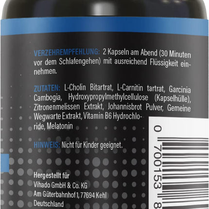 BRNR DARK BRNR Night Formula with Melatonin and L-Carnitine, Metabolic Formula with Choline and Vitamin B6, 120 Capsules