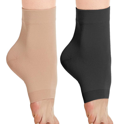 2 Pairs of Ankle Medical Compression Stockings for Men &amp; Women 20-30mmhg, Support Stockings Compression Socks for Swelling, Plantar Fasciitis, Sprain, Neuropathy, Sports (Black+Beige, XXL)