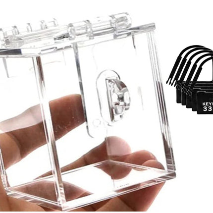 MFMYEE BDSM Chastity Cage Key Safe, Transparent Chastity Keychain, Chastity Game Acrylic Box, Multifunctional New Sexy Toys, Anti-Cheating Lock (Transparent)