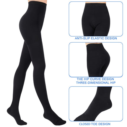 Evolyline 20-30mmHg Medical Compression Tights for Women Men Long, Class II with Closed Toe, Graduated Compression Lipedema