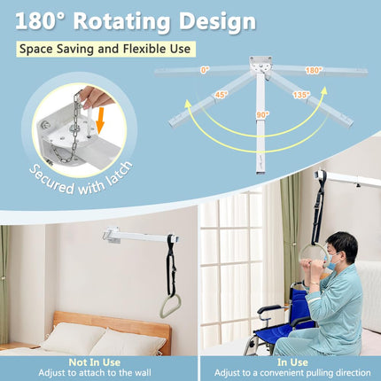 Trapeze bar for bed mobility aids bedside table pull-up bar bed lift for elderly people seniors tube handle medical trapeze for hospital bed bar transfer rail standing aid handicap