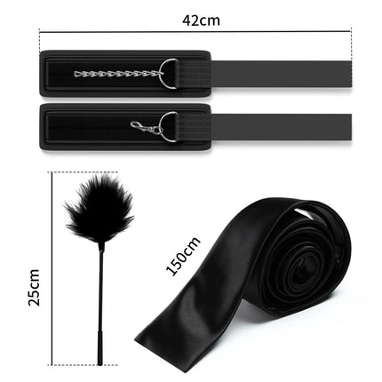 BDSM Bondage Restraints SM Sex Toys for Couples, Sex Bondage Set Bed Restraints Handcuffs Eye Mask Blindfold Feather Tickler Fetish Ankle Cuffs Sex Toys for Bed
