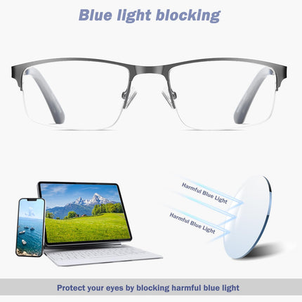 EYECEDAR Amcedar 5 pieces reading glasses men square frame metal gray stainless steel material spring hinges included reading glasses 2.00