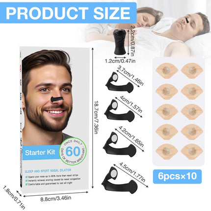 Gobesty 60 Pieces Breathing Nasal Strip, Breathing Magnet, Magnetic Nose Strip, Anti Snoring Nose Strips, Nasal Patches Breathe Better, Nasal Patches Against Snoring for Travel, Hotel