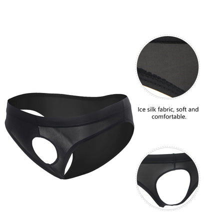 ohyeahlady Ice Silk Underwear Men's Sexy String Thong Men Open Front Sissy Lingerie Erotic Sexy Underwear Underpants Briefs Large Sizes Underpants Briefs Thong Underwear Panties Black XL