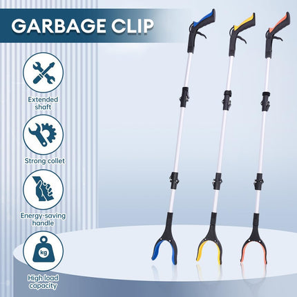 Extra long reacher and jack grabber, waste collector for adults and elderly, portable grab stick with light, helping hand grasping tool for disabled assistance, perfect garbage collection and