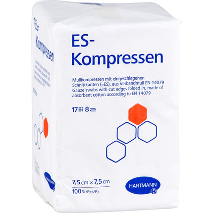 ES-COMPRESSES non-sterile 7.5x7.5 cm 8-ply 100 pcs