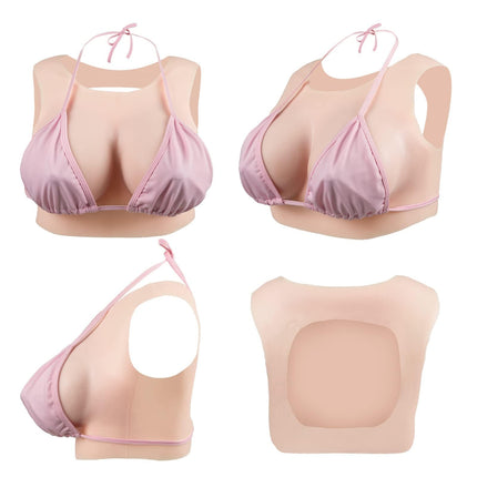 CYOMI Silicone Breast Forms Realistic Breast Plates Round Collar Hollow Back for Crossdresser Transgender Cosplay BG Cup
