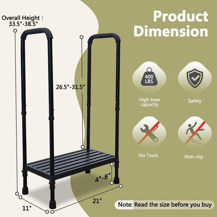 Medical Step Stool with Handle, SUV, Car, Elderly, Handicap Steps for RV, Mobile Home with Handrail for Adults, Seniors, Bariatric Metal Step Stool,