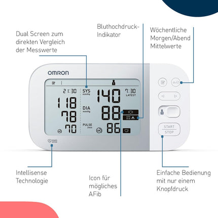 OMRON X7 Smart - Automatic Upper Arm Blood Pressure Monitor | Test Winner Stiftung Warentest 11/23 | AFib Detection | Clinically Validated - Also for Diabetics | With Free Smartphone App | 22-42 cm