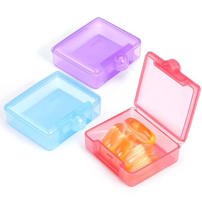 Opret 3 Pack Pill Box Pill Container for On the Go, Small Portable Pill Box Small Pill Container for Vitamins, Fish Oil and Tablets (Blue Purple Pink)