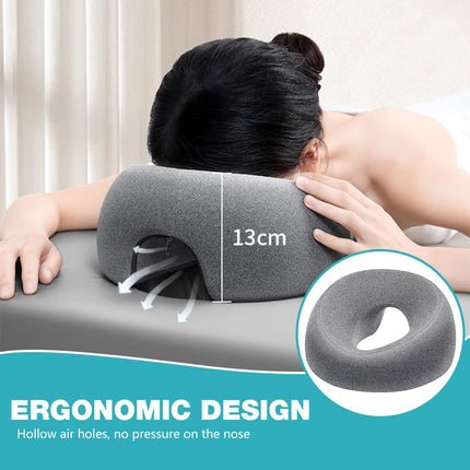 ADDLIVE Massage Face Cradle Pillow, U-shaped Massage Face Pillow, Massage Pillow with Head Hole, Memory Foam Massage Face Cradle Pillow, Massage Accessory for Spa Salon Massage Bed (Gray)