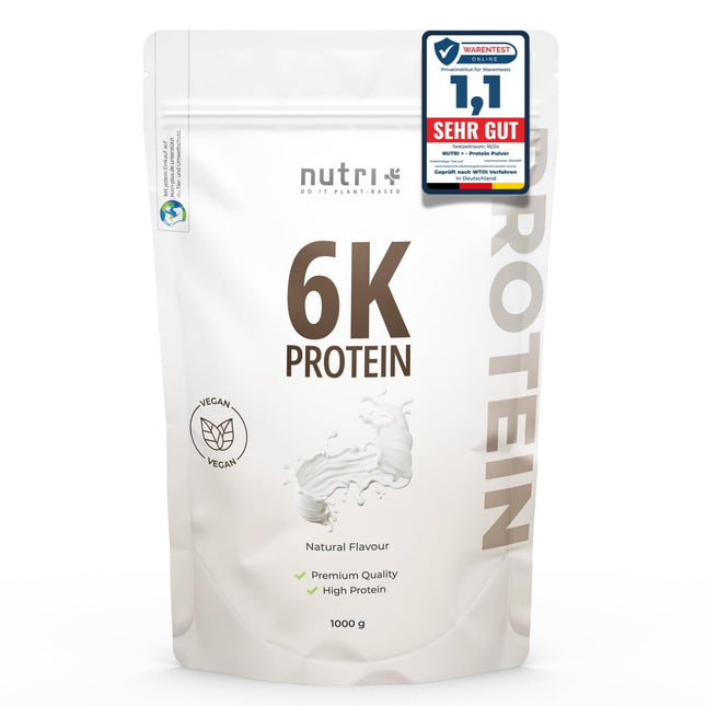 Nutri + Protein Powder Neutral 1 kg - 80% protein - sugar-free + fat-free - protein powder without sweetener, flavor - ideal for baking - 1000 g Natural