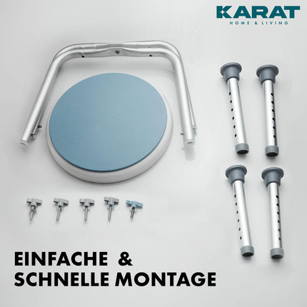 KARAT shower stool - 360° rotating shower chair, load capacity up to 136 kg, height-adjustable with non-slip rubber feet for a secure hold - bathroom stool, shower aid, shower seat