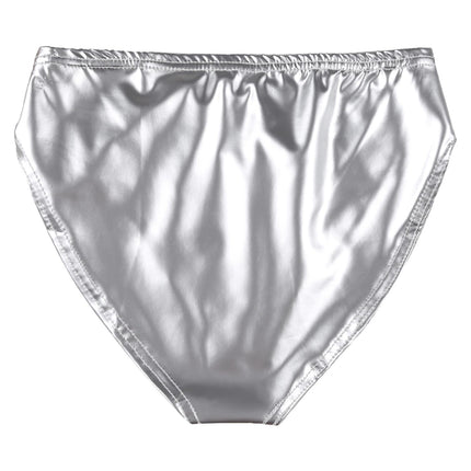 winying briefs men's patent leather sexy wetlook underpants underwear men bikini briefs panties lingerie strings thongs latex lingerie silver L