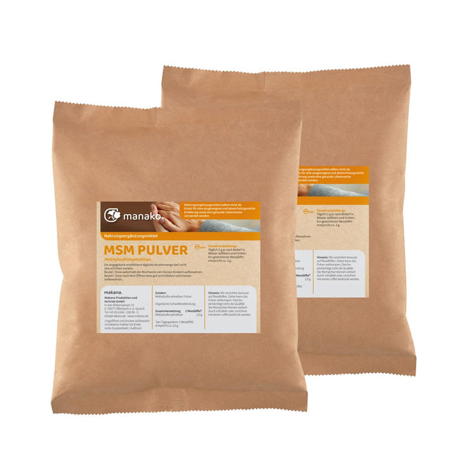 manako MSM (methylsulfonylmethane) powder, 99.9% pure, 2 x 1 kg bags