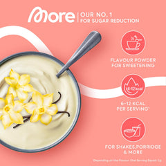 MORE Chunky Flavour, Vanilla Perfection, 150 g, vegan, flavour powder for sweetening, low in sugar and calories, with inulin and lactase - made in Germany