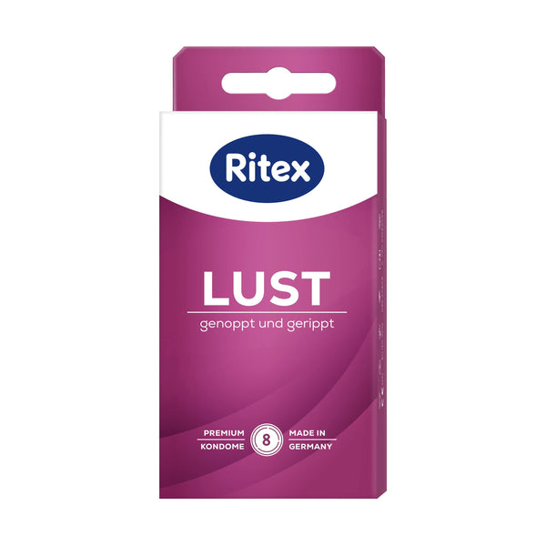 Ritex LUST Condoms, Studded and Ribbed, 8 Pieces, Made in Germany (Pack of 1)
