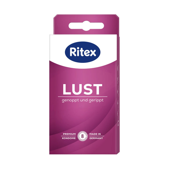Ritex LUST Condoms, Studded and Ribbed, 8 Pieces, Made in Germany (Pack of 1)