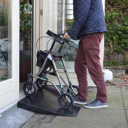 HomeCare rubber threshold ramp – (6 x 100 x 60 cm) – door threshold ramp, solid rubber door ramp, wheelchair rubber ramp, curb ramp, access ramp, threshold ramp for wheelchairs and scooters
