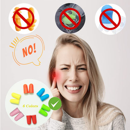 6 Pairs of Foam Earplugs, Noise Reducing Earplugs, Sleep Earplugs, Soundproof Earplugs for Work, Study, Noisy Places