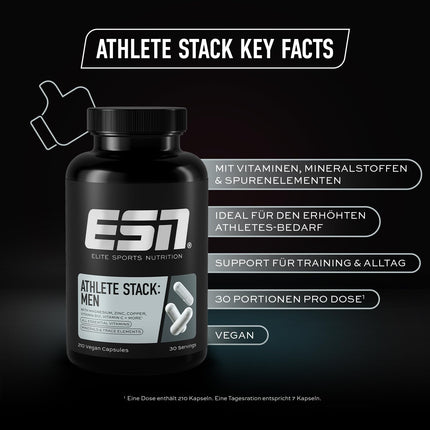 ESN Athlete Stack Men, 210 Capsules, All essential vitamins and minerals, vegan - made in Germany