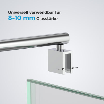 Heilmetz® Grab Bar Stabilizing Bar for Shower Screens Stabilizer for Glass Thickness 8-10 mm Shower Shower Screen Stainless Steel 70-120cm Round Grab Bar (1 Pack)