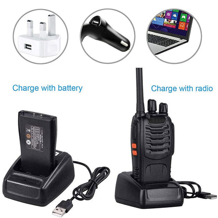 Nestling Walkie-Talkie, Rechargeable, Long Range, 16 Channels, Portable Two-Way Radio with LED Light, Voice Prompts + Original Earpieces, 6 Pack
