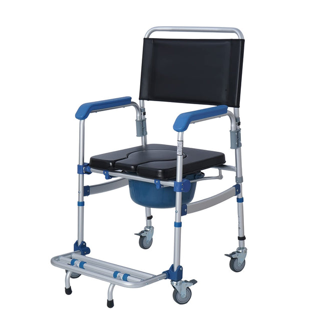 Bimiti toilet chair with castors up to 150 kg shower wheelchair Waterproof toilet chair mobile nursing chair for seniors, sick, disabled and pregnant women