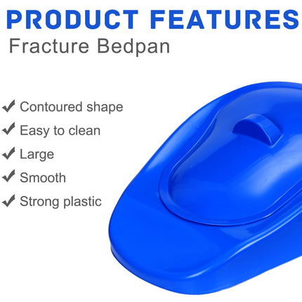 Bedpan with lid, bedpan, plastic patient pan, chamber pot, bed urinals for men, women, elderly people, blue