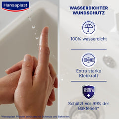 Hansaplast Aqua Protect Plasters (20 Strips), waterproof wound plasters with extra strong adhesive, adhesive plaster ideal for showering, swimming &amp; bathing