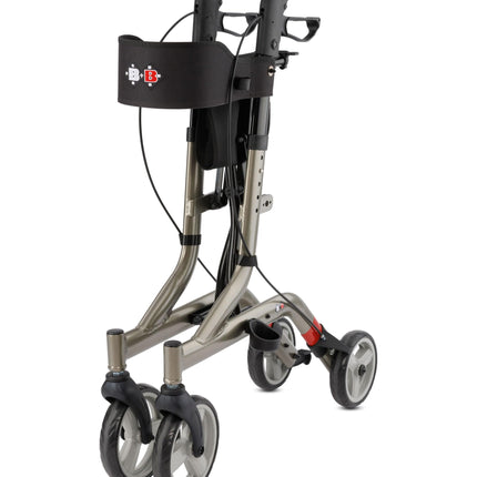 Bischoff &amp; Bischoff Capero Rollator, foldable – Lightweight rollator for indoor and outdoor use, walker with back strap, cane holder and removable mesh bag, platinum