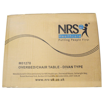 NRS Healthcare M01278 Divan-style overbed and chair table, tilting and adjustable
