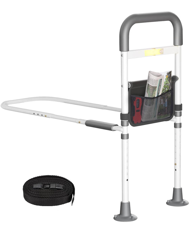 Safe bed rails for older adults, bed riser, bed rails for older people and adults, bed entry aid, height adjustable grab bar bed guard, LED sensor light