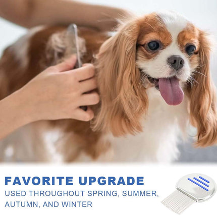 Pack of 3 lice combs, lice comb, metal lice comb, lice flea comb, 4 cm long metal teeth, suitable for lice and dandruff on all hair types, suitable for babies, children, adults and pets