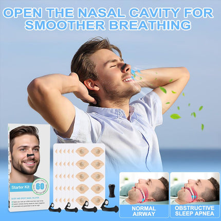 Gobesty 60 Pieces Breathing Nasal Strip, Breathing Magnet, Magnetic Nose Strip, Anti Snoring Nose Strips, Nasal Patches Breathe Better, Nasal Patches Against Snoring for Travel, Hotel