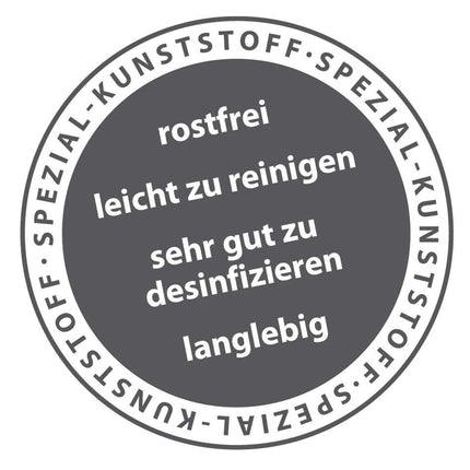 FabaCare Bonn toilet wheelchair, made in Germany, premium toilet chair, mobile toilet wheelchair, with bucket, up to 130 kg, grey-blue