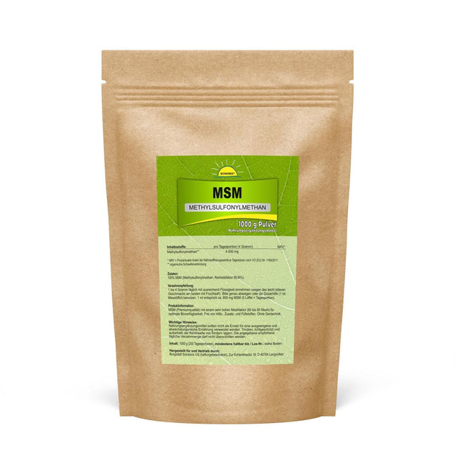 MSM, 1 kg powder in a bag, premium quality (99.95% purity, 60-80 mesh), without silicon dioxide, without DMSO residues, Bonemis®