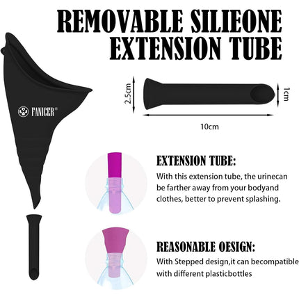 Urinella for Women, Peeing Aid for Women with 1 Urine Funnel, Portable Reusable Urinal for Women. Ideal for outdoor activities, camping toilets, festivals, and on the go. (Black)