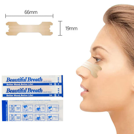 MYMULIKE nasal plasters 200 pieces, against snoring, nasal strips size l (66 x 19 mm) for sports, nasal strips
