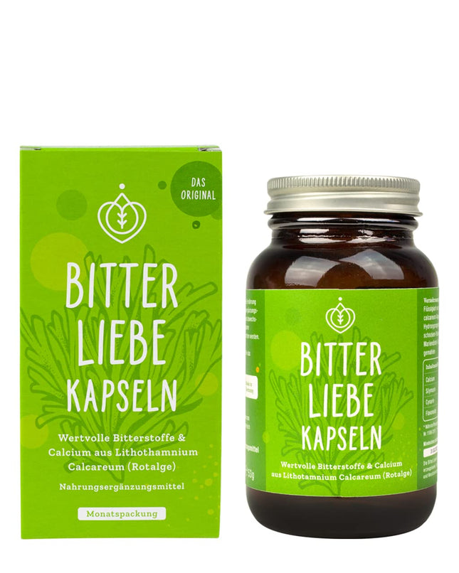 BitterLiebe® Bitter Substances Capsules 90 pcs. - Bitter herbs, milk thistle, dandelion, artichoke high dosage - Bitter drops in capsule form - Recipe according to Hildegard von Bingen