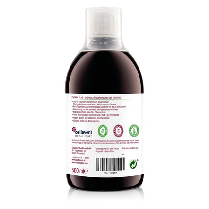 US Montmorency Sour Cherry Concentrate – Highly Concentrated – 1,450 Montmorency Sour Cherries per Bottle (500 ml) – Cherry PLUS