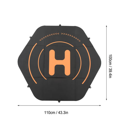 Alomejor 110 cm Drone Landing Pads, Double-Sided, Foldable, Hex Mat, Waterproof, Quick Folding, Helipad for RC Drones, Helicopters