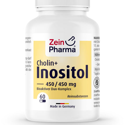 ZeinPharma Choline-Inositol Capsules 450/450 mg (60 Capsules) – high-dose, high-quality, vegan, GMO-free, ideal ratio, laboratory-tested