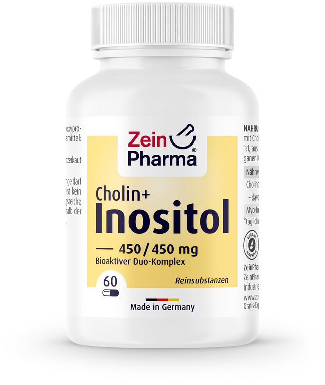 ZeinPharma Choline-Inositol Capsules 450/450 mg (60 Capsules) – high-dose, high-quality, vegan, GMO-free, ideal ratio, laboratory-tested