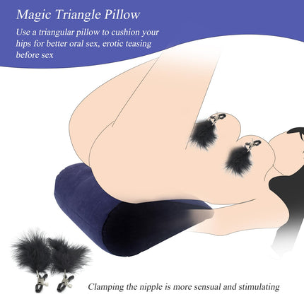 Inflatable Sofa Triangle Sex Pillow Ramps Lumbar Pillow, Inflatable Pillow Sex Furniture, BDSM Furniture Set with Sex Dice Couple, Nipple Clamps, Inflatable Bed, Sex Toys for Couples Extreme Sex Position