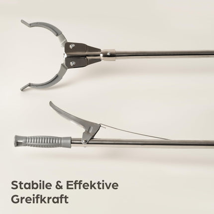 Praknu metal trash tongs - Stable and robust trash grabber 95cm - Ideal for home and garden - Ergonomic handle - No bending necessary