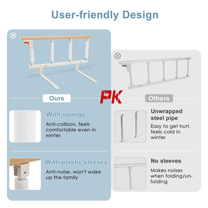 Hlieeosfcn Bed Rail, Bed Rail for Elderly, Foldable Fall Protection Safety Bed Guard, Bed Railing for Elderly Seniors, Adults, Disabled and Children, Foldable Hospital